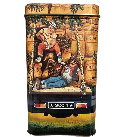 Vintage Starbucks Coffee Tin with Lid Delivery Truck Silver Crane Designs 10x7 - Picture 4 of 5